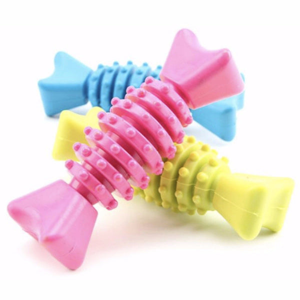Dog Toy Teeth Cleaning Rubber Toy Bone Mr Fluffy