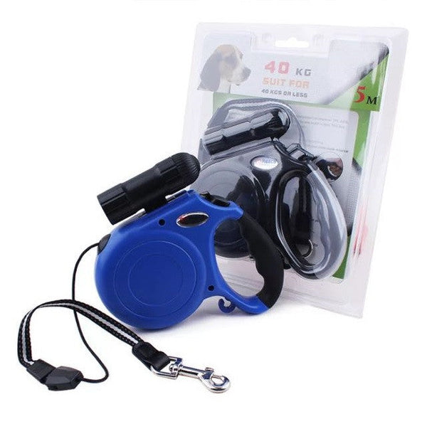 Pet Black Retractable Leash With LED Torch Mr Fluffy
