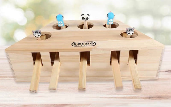 TikTok famous interactive cat toy whack-a-mole wooden box Mr Fluffy