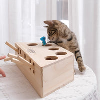 TikTok famous interactive cat toy whack-a-mole wooden box Mr Fluffy