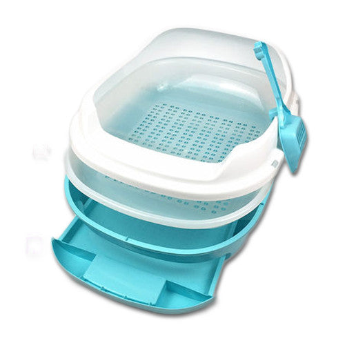 XL Cat Litter Box with Drawer Tray and Sieve Mr Fluffy